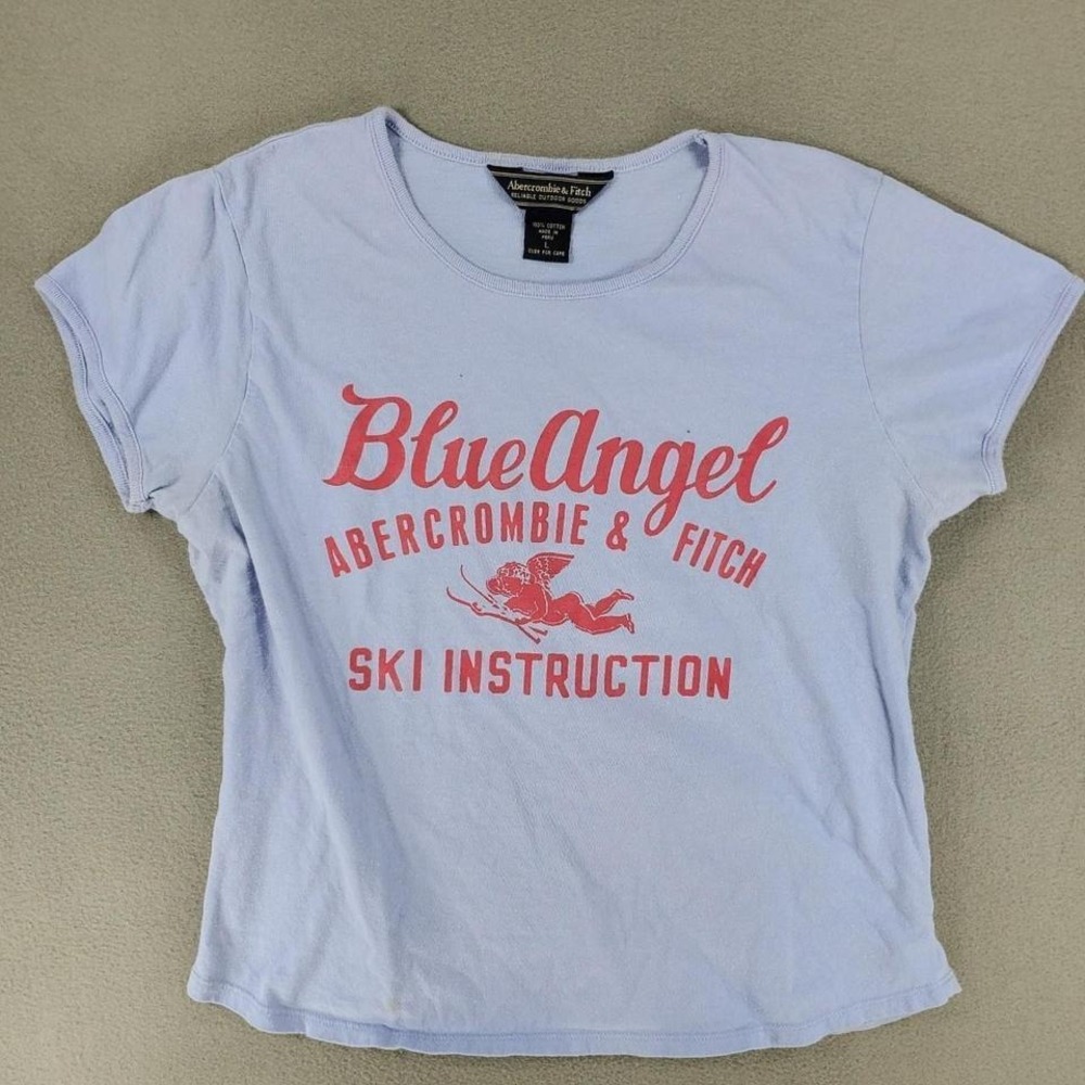 Abercrombie Fitch Blue Angel Ski‎ Instruction Graphic T Shirt Women's Size L